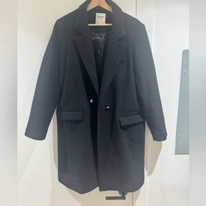 Women's Abercrombie & Fitch Black Wool Blend Coat- Size L